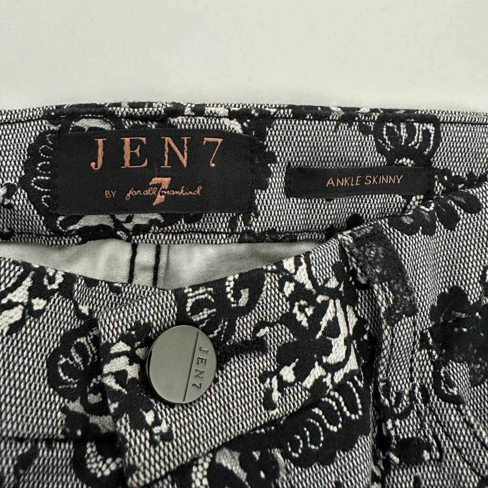 Jen7 7 for All Mankind Lace Noir Print Mid-Rise Ankle Skinny Jeans Floral Size 4 - Thumbnail 5