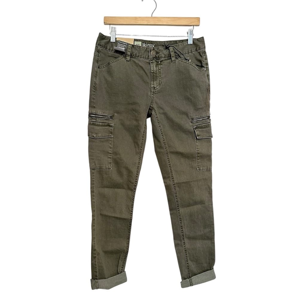 NWT Mossimo Skinny Premium Denim Olive Cargo Jeans Size 8 - Thumbnail 15