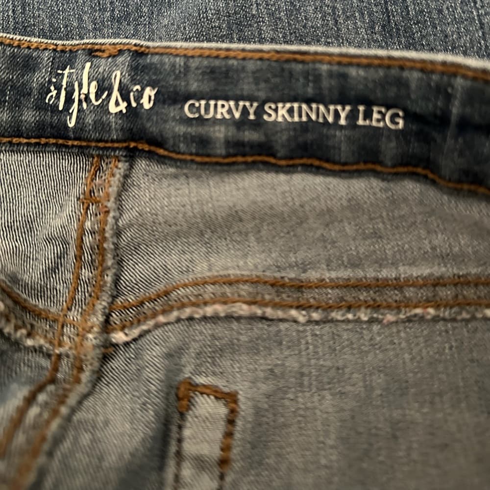 Style & Co Studded Sides Denim Jeans Curvy Skinny Leg Blue Size 12 - Thumbnail 6