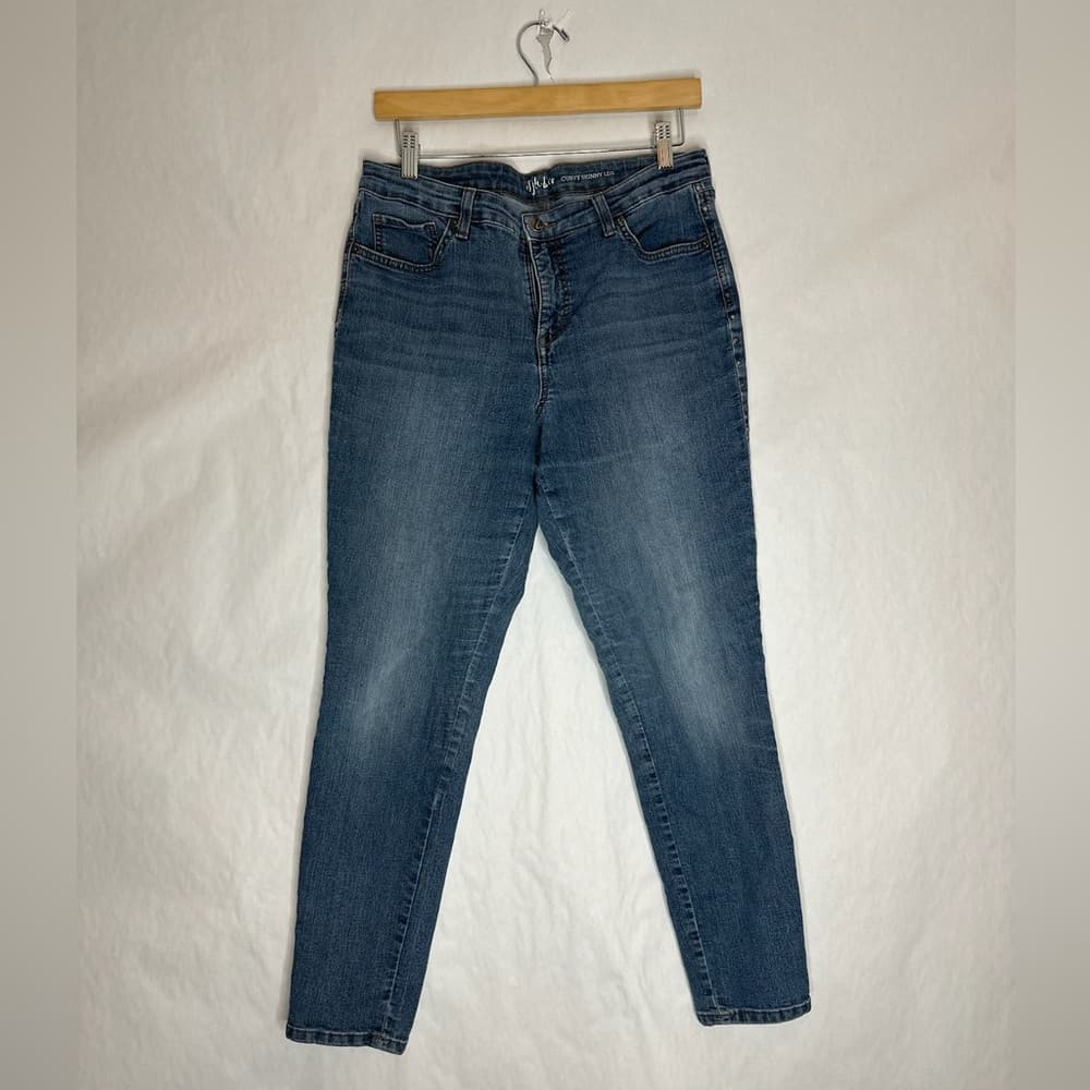 Style & Co Studded Sides Denim Jeans Curvy Skinny Leg Blue Size 12