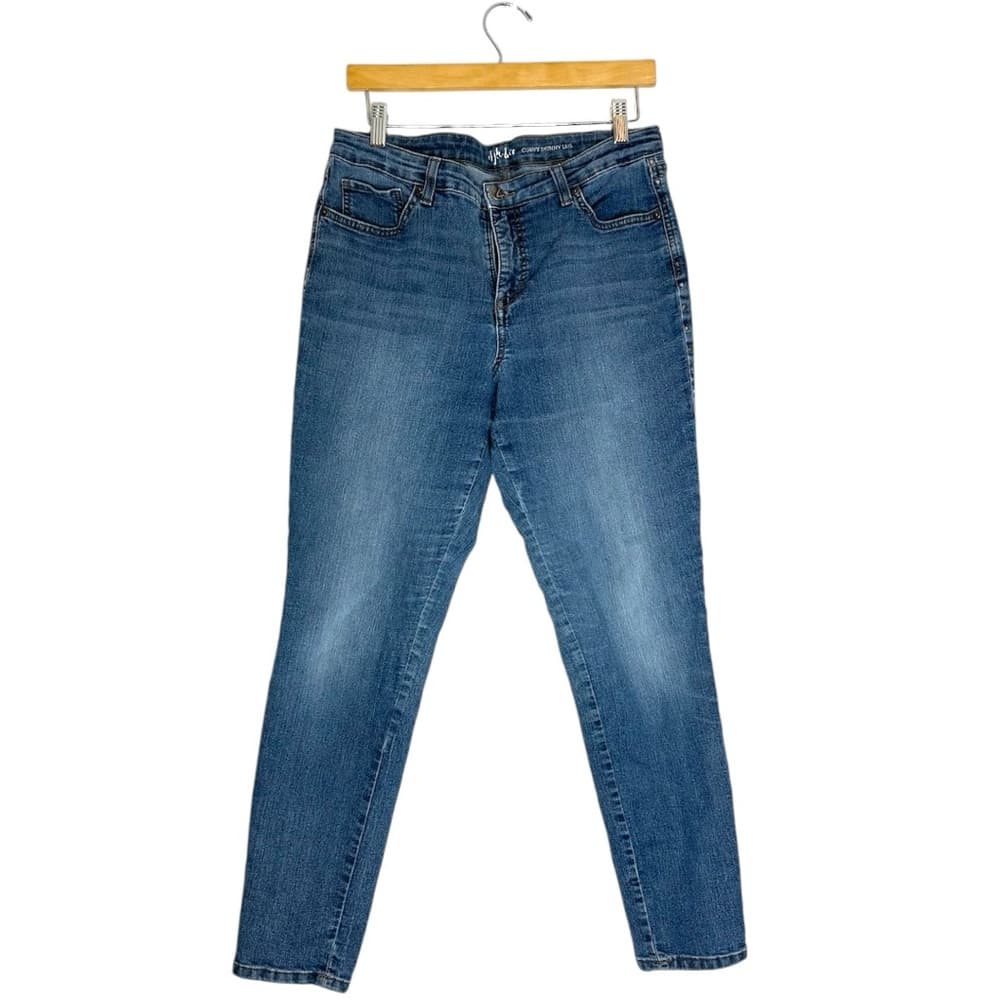 Style & Co Studded Sides Denim Jeans Curvy Skinny Leg Blue Size 12 - Thumbnail 9