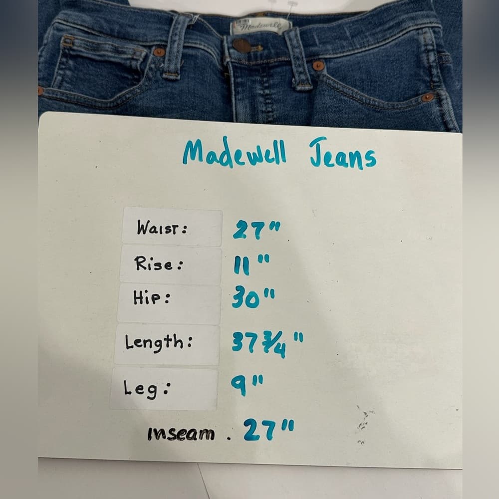 Madewell 10” High Rise Skinny Jeans Size 27 Classic Blue Wash - Thumbnail 14