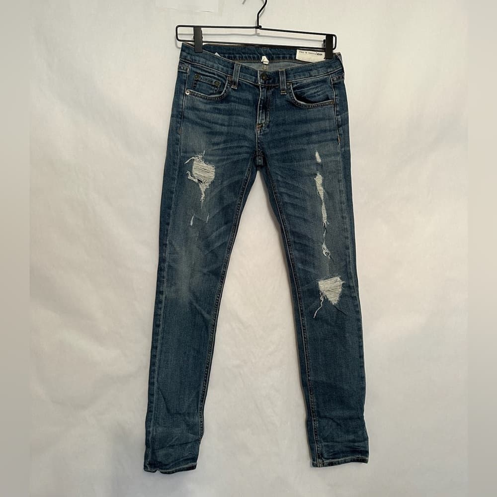 RAG & BONE JEAN Ripped Perry Skinny Jeans Distressed Denim Size 24 - Thumbnail 2