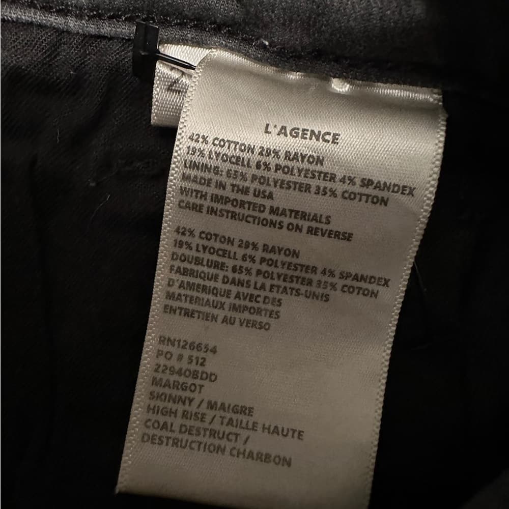 L'AGENCE Margot Skinny Dark "Black" Jean Ripped Style (Size 27) Distressed Chic - Thumbnail 2