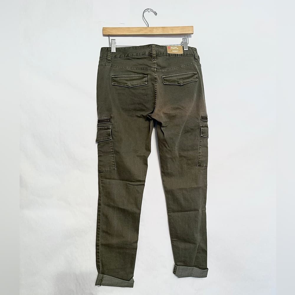 NWT Mossimo Skinny Premium Denim Olive Cargo Jeans Size 8 - Thumbnail 14