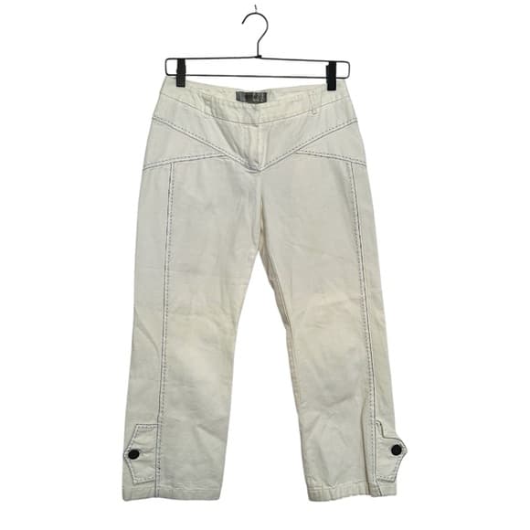Sportmax Italian Denim Off-White Contrast Stitch Capri Crop Size 8 (IT 42) - Thumbnail 7