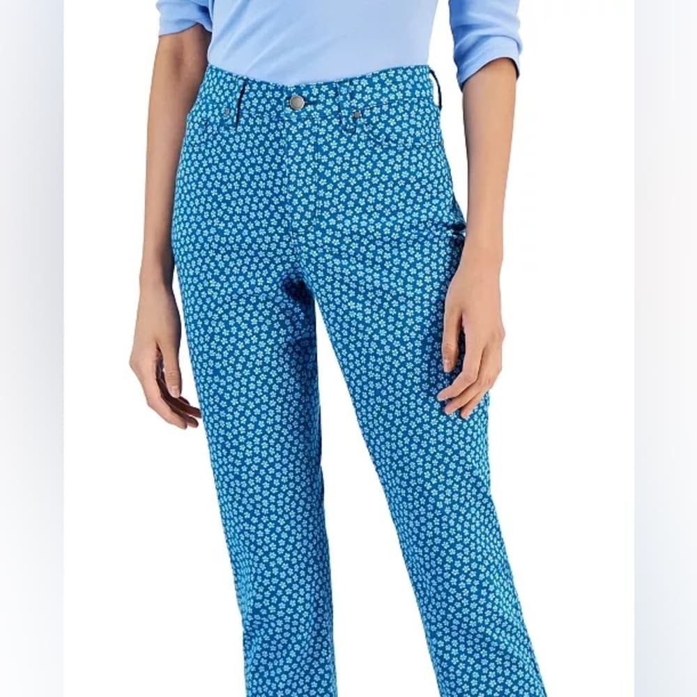 Charter Club Loretta Lexington Jeans Geometric Floral Print Sz 12 Tummy Control - Thumbnail 11