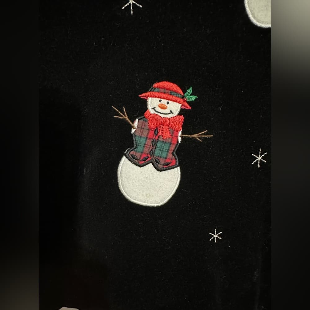 Karen Scott Snowman Embroidered Black Holiday Vest Christmas Holiday Size XL - Thumbnail 2