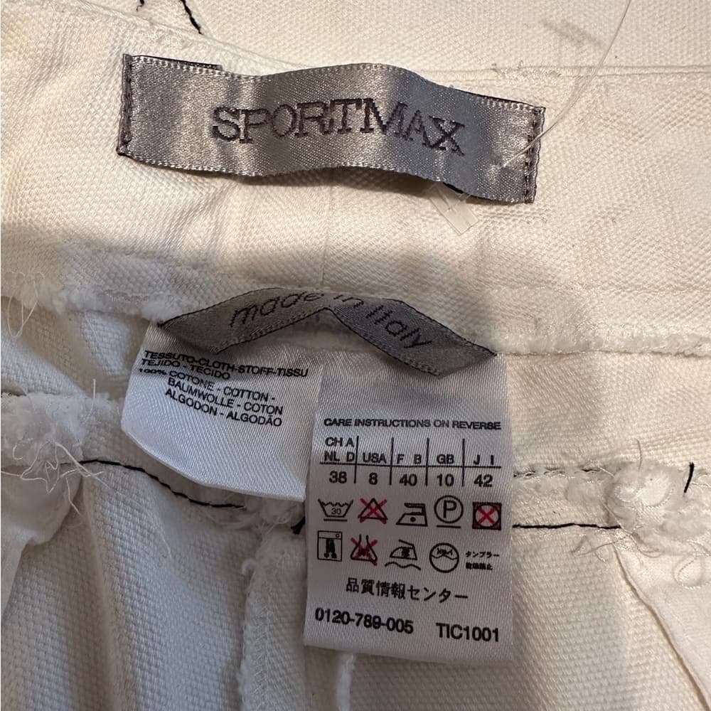 Sportmax Italian Denim Off-White Contrast Stitch Capri Crop Size 8 (IT 42) - Thumbnail 5