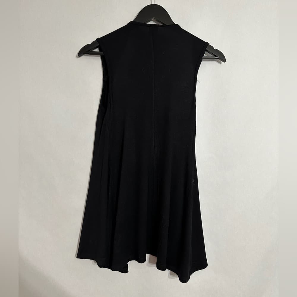 Ginger G Black Open Front Flowy Vest Y2K Studded Shoulders Medium Rebel Goth - Thumbnail 3