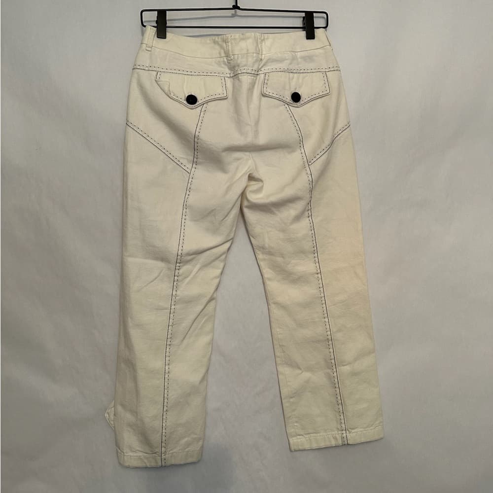 Sportmax Italian Denim Off-White Contrast Stitch Capri Crop Size 8 (IT 42)