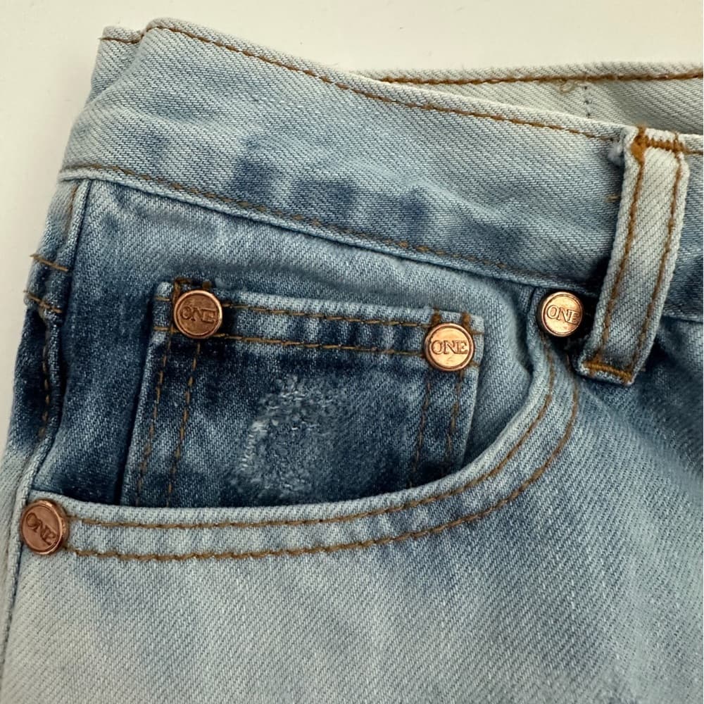 One by One Teaspoon Awesome Baggies Distressed Light Jeans Grunge Y2K Size 31 - Thumbnail 9