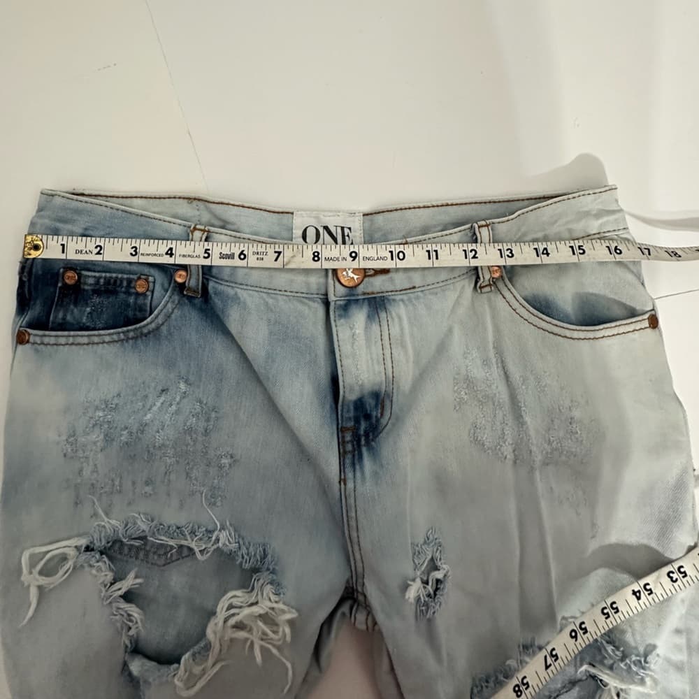 One by One Teaspoon Awesome Baggies Distressed Light Jeans Grunge Y2K Size 31 - Thumbnail 10