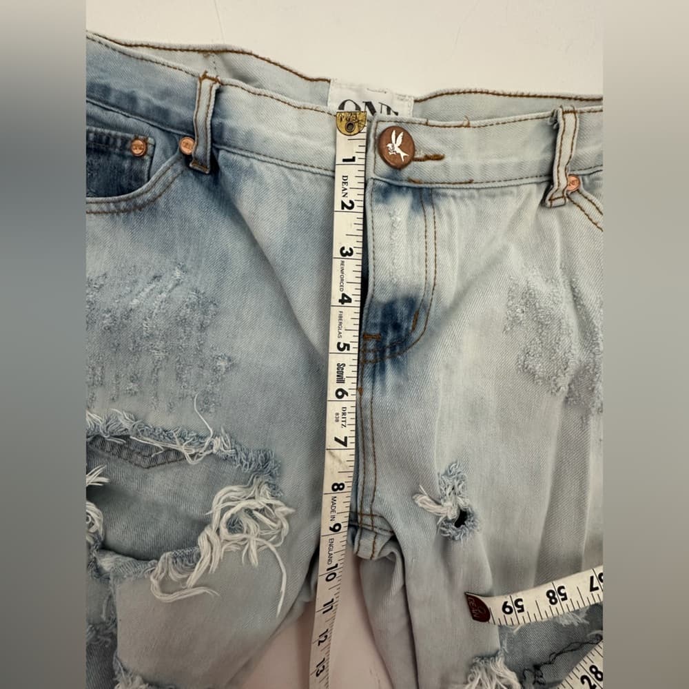 One by One Teaspoon Awesome Baggies Distressed Light Jeans Grunge Y2K Size 31 - Thumbnail 11