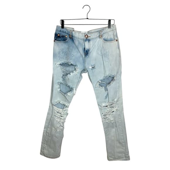 One by One Teaspoon Awesome Baggies Distressed Light Jeans Grunge Y2K Size 31 - Thumbnail 17