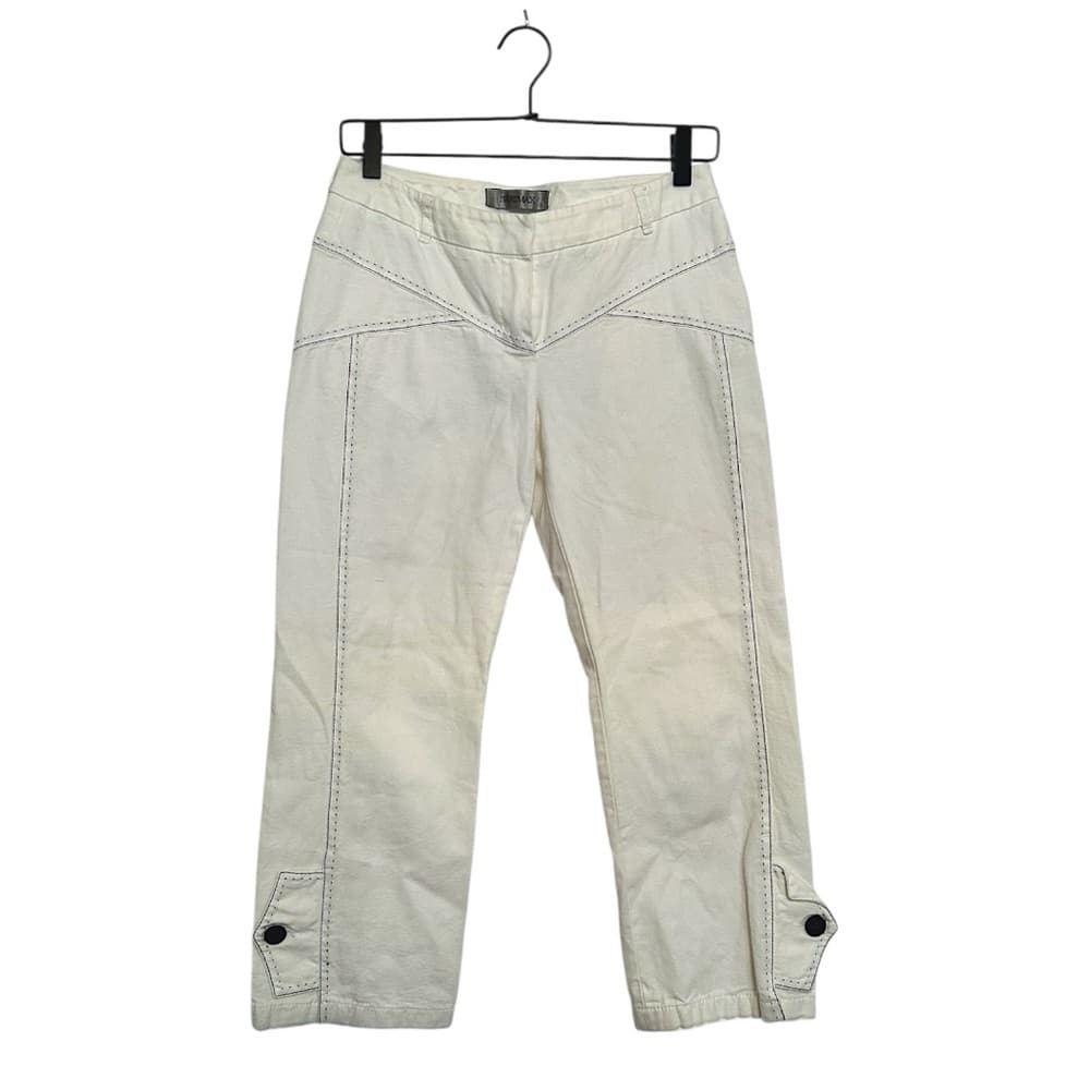 Sportmax Italian Denim Off-White Contrast Stitch Capri Crop Size 8 (IT 42) - Thumbnail 6
