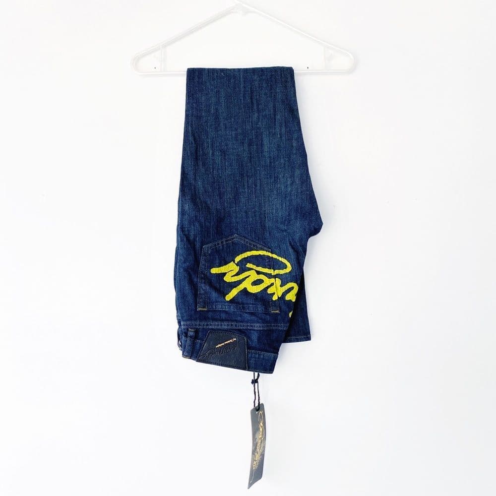 NWT Ed Hardy Deadstock Y2K Name Script Booty Denim Jeans Women Sz 29 Super Low - Thumbnail 10