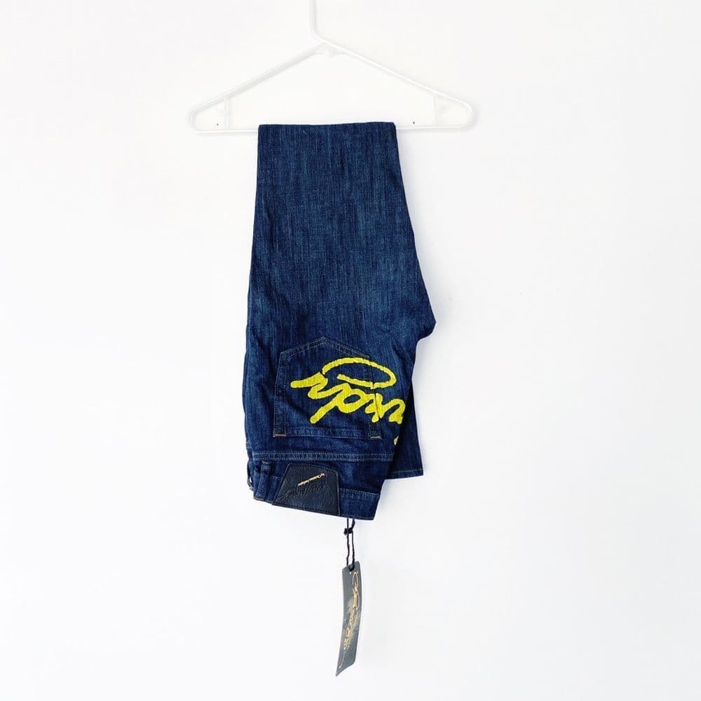 NWT Ed Hardy Deadstock Y2K Name Script Booty Denim Jeans Women Sz 29 Super Low - Thumbnail 11