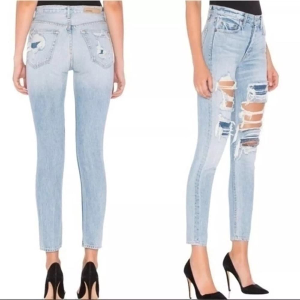 GRLFRND Revolve Karolina High Rise Denim E Street Distressed Skinny Jeans Sz 25 - Thumbnail 16