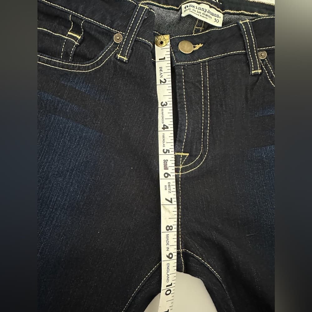 Hello! Skinny Jeans Dark Wash Denim Pants Size 30 Made in Los Angeles - Thumbnail 12