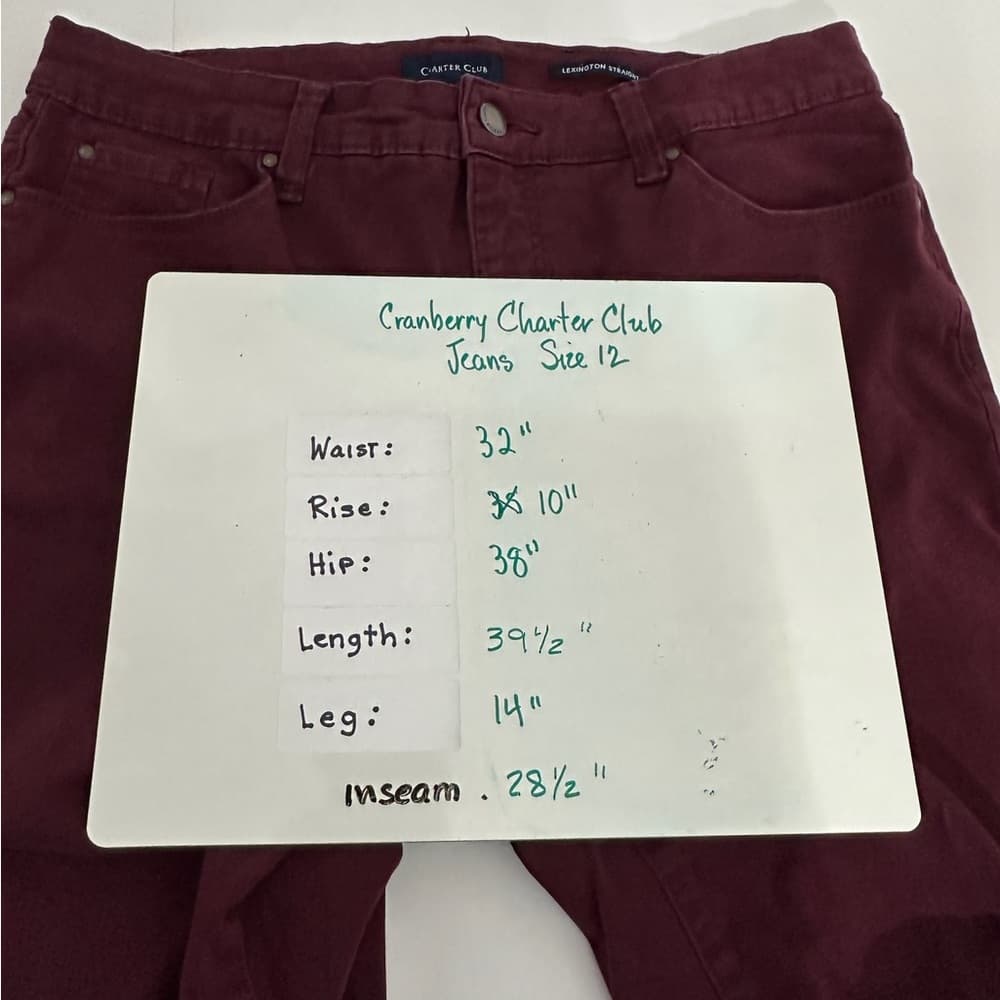 Charter Club Lexington Straight Cranberry Jeans Size 12 Coastal Preppy - Thumbnail 2