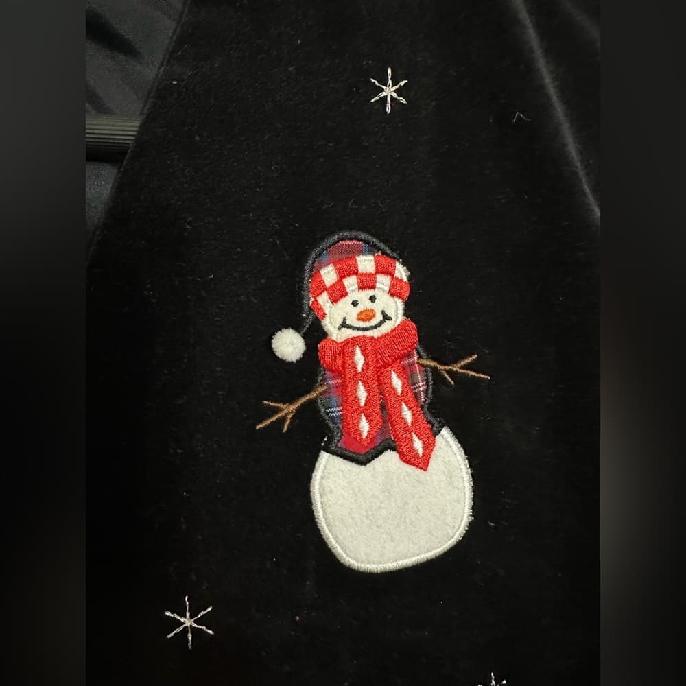 Karen Scott Snowman Embroidered Black Holiday Vest Christmas Holiday Size XL - Thumbnail 3
