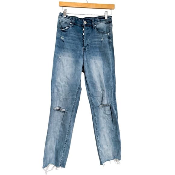 Blank NYC The Baxter Ribcage Straight Leg Jeans Denim Cropped Distressed Size 28 - Thumbnail 14