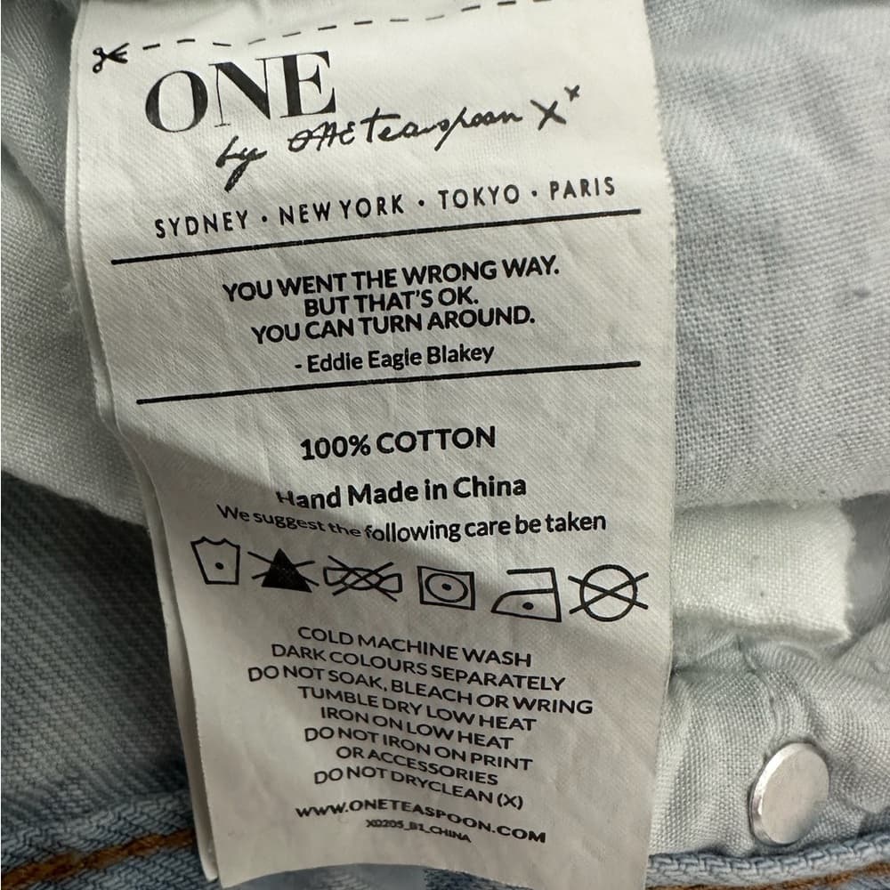 One by One Teaspoon Awesome Baggies Distressed Light Jeans Grunge Y2K Size 31 - Thumbnail 7