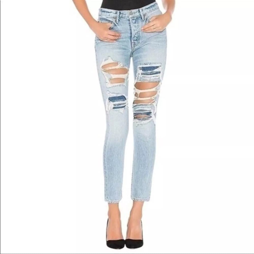 GRLFRND Revolve Karolina High Rise Denim E Street Distressed Skinny Jeans Sz 25 - Thumbnail 3