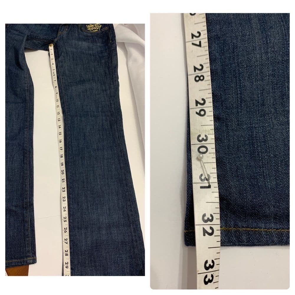 NWT Ed Hardy Deadstock Y2K Name Script Booty Denim Jeans Women Sz 29 Super Low - Thumbnail 14