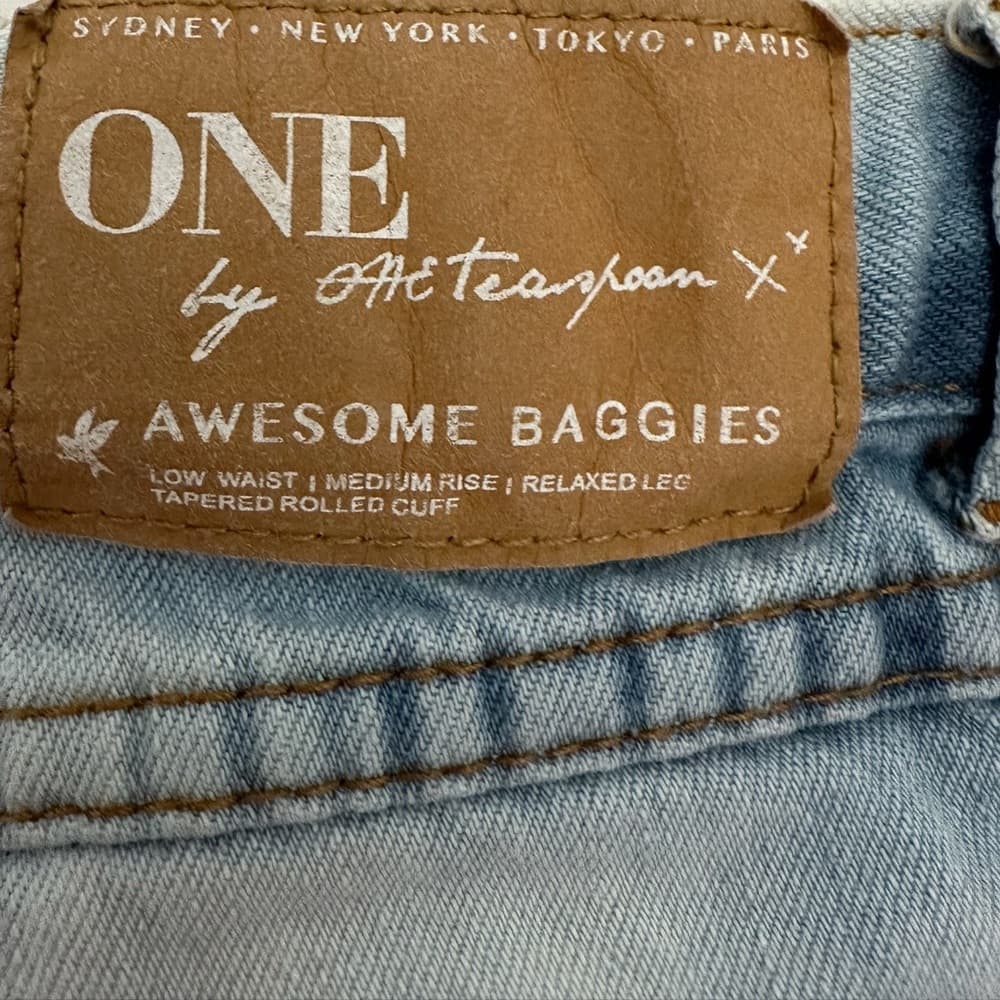 One by One Teaspoon Awesome Baggies Distressed Light Jeans Grunge Y2K Size 31 - Thumbnail 4