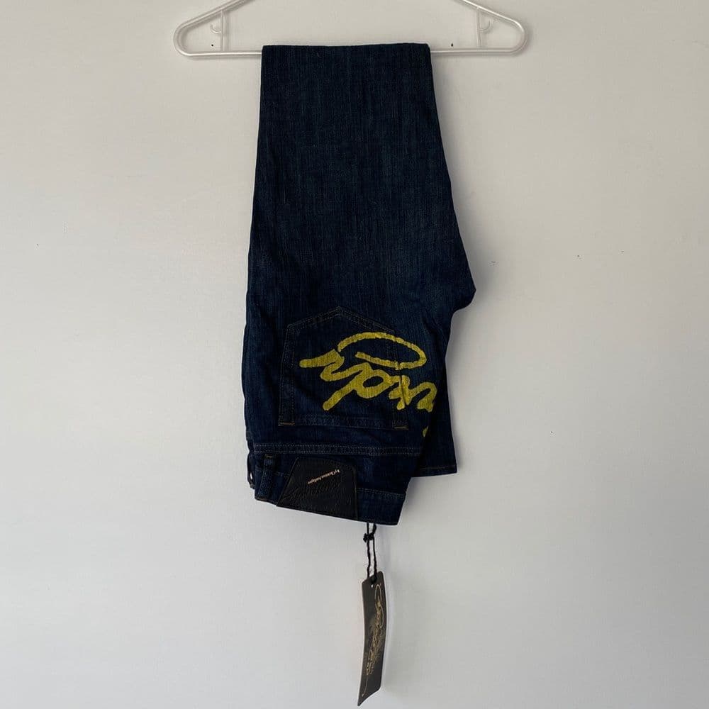 NWT Ed Hardy Deadstock Y2K Name Script Booty Denim Jeans Women Sz 29 Super Low - Thumbnail 6