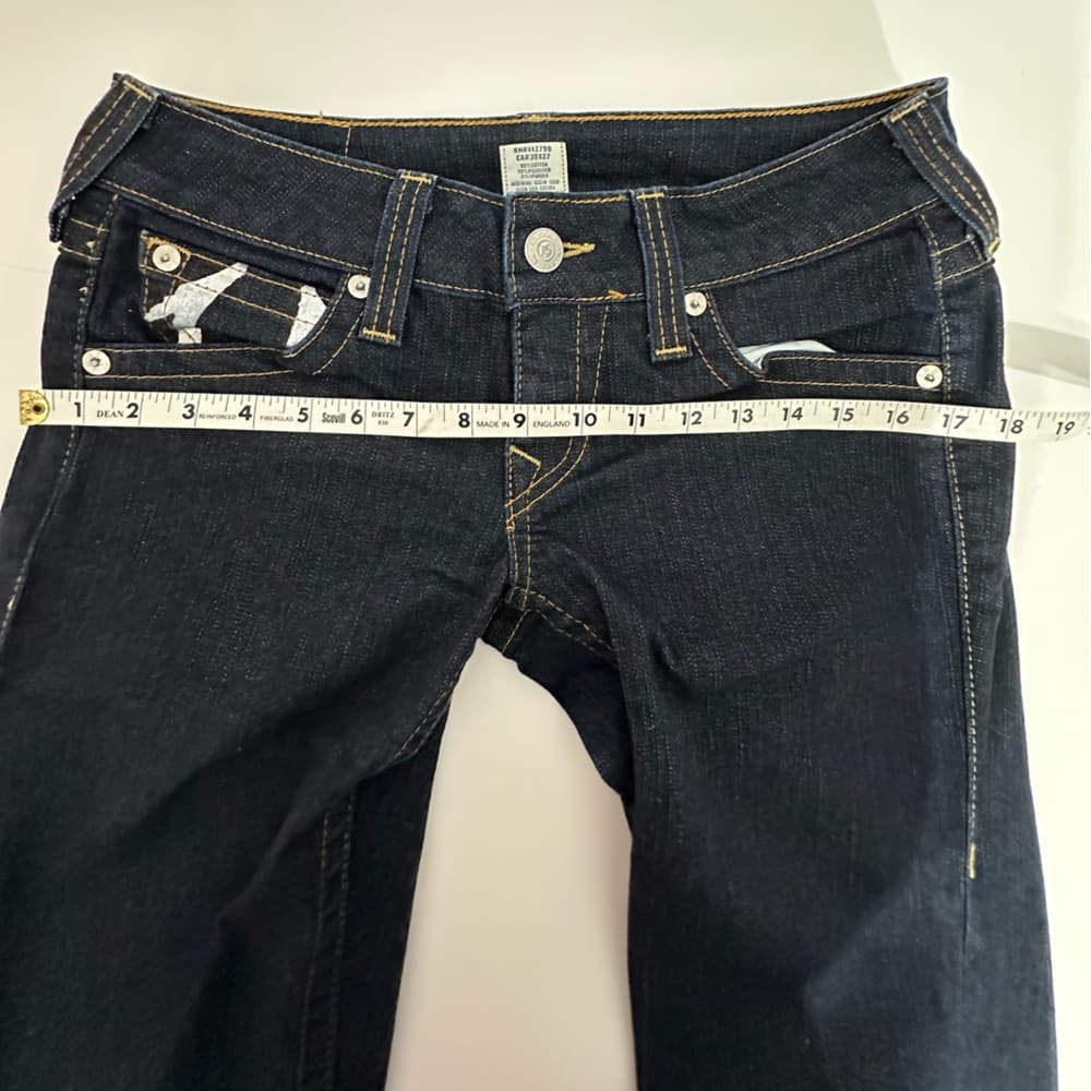 True Religion Vintage Y2K Dark Wash Flare Jeans Women’s 29 Low Rise Logo Pockets - Thumbnail 12
