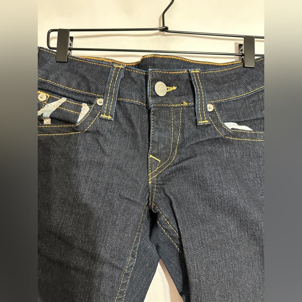 True Religion Vintage Y2K Dark Wash Flare Jeans Women’s 29 Low Rise Logo Pockets - Thumbnail 4