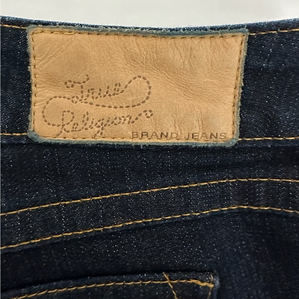 True Religion Vintage Y2K Dark Wash Flare Jeans Women’s 29 Low Rise Logo Pockets - Thumbnail 7