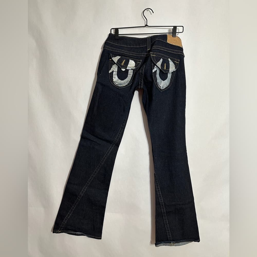 True Religion Vintage Y2K Dark Wash Flare Jeans Women’s 29 Low Rise Logo Pockets - Thumbnail 5