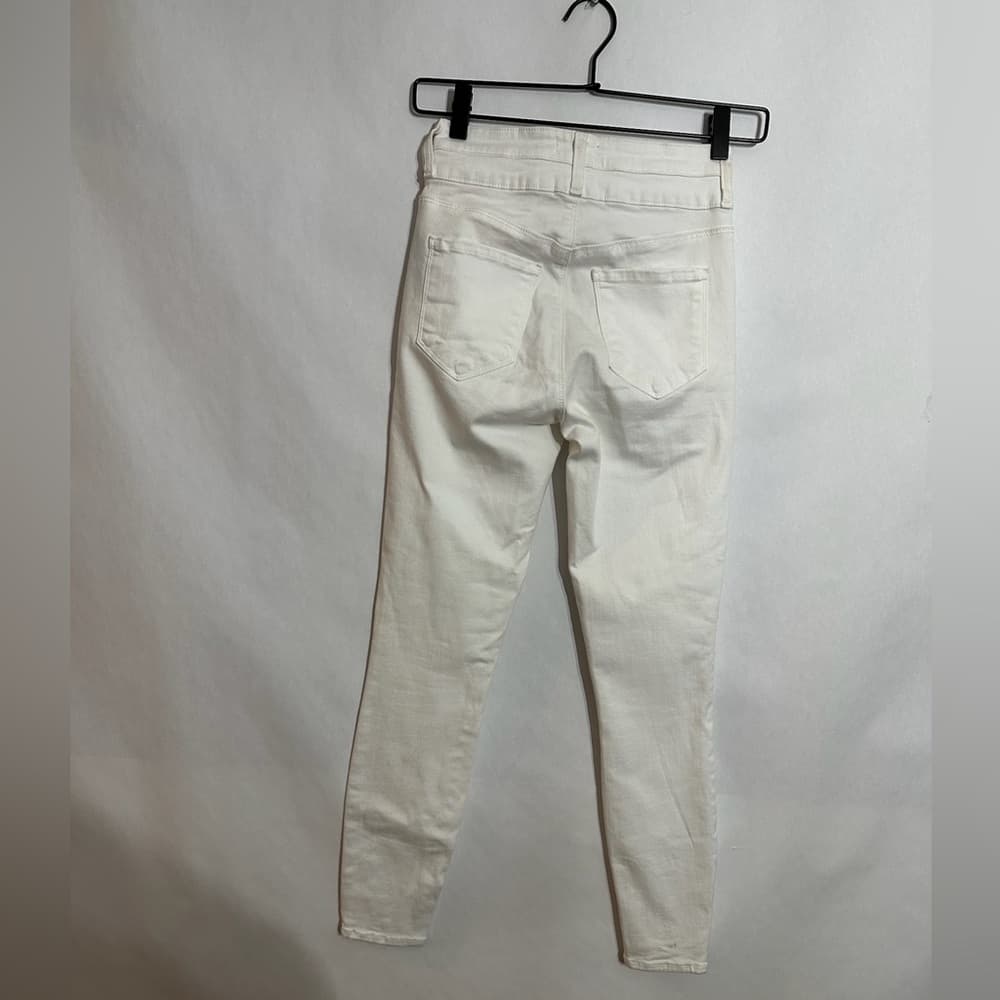 L'Agence White Blanc Peyton High-Rise Skinny Jeans w/ Double Waistband Size 24 - Thumbnail 14