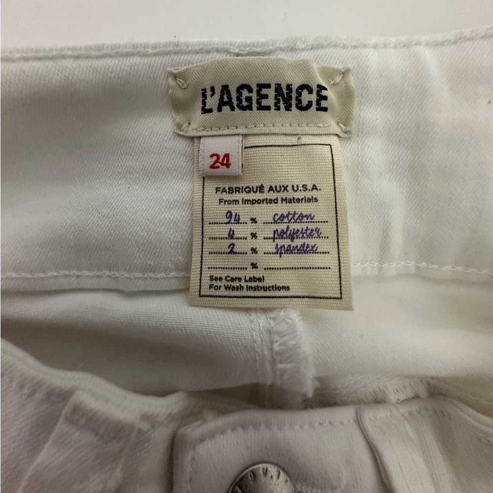 L'Agence White Blanc Peyton High-Rise Skinny Jeans w/ Double Waistband Size 24 - Thumbnail 11