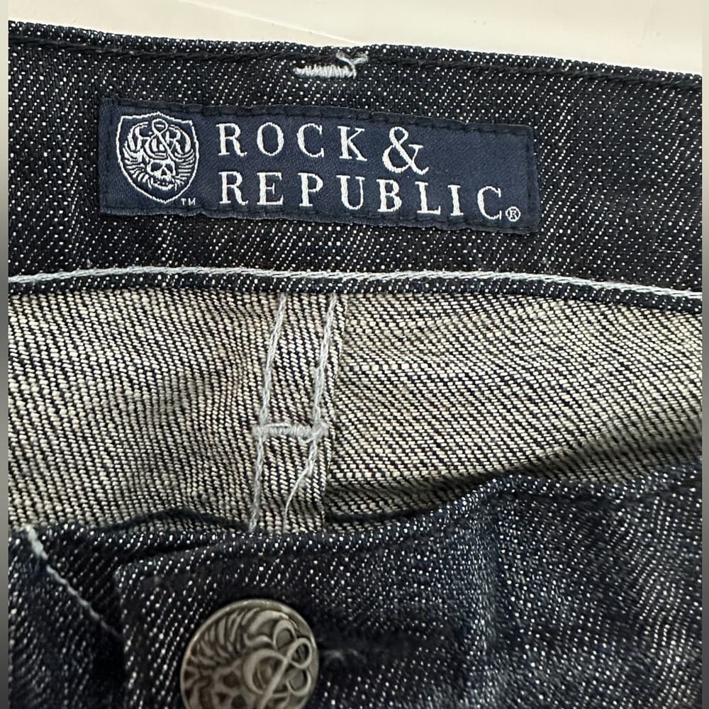 Rock & Republic Original Kasandra Rhinestone Logo Bootcut Jeans Size 31 Y2K - Thumbnail 7