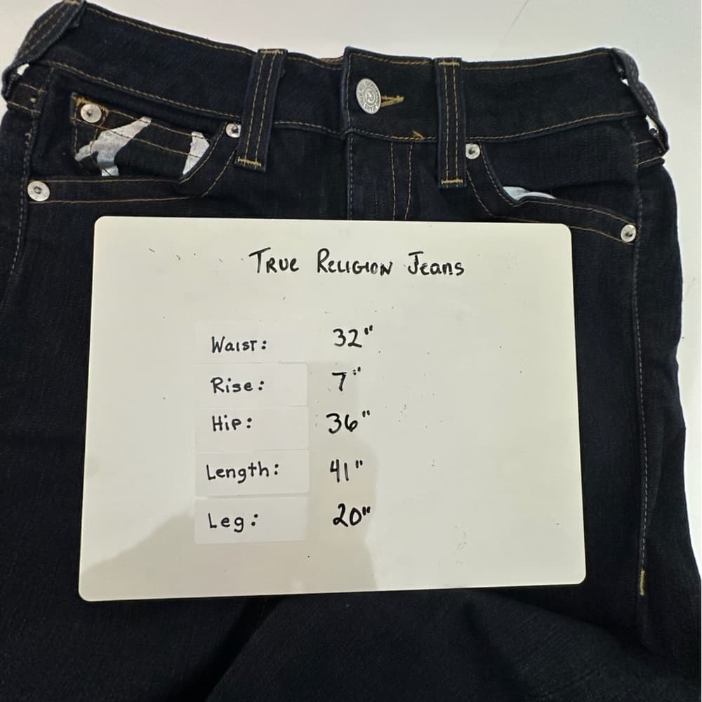 True Religion Vintage Y2K Dark Wash Flare Jeans Women’s 29 Low Rise Logo Pockets - Thumbnail 15