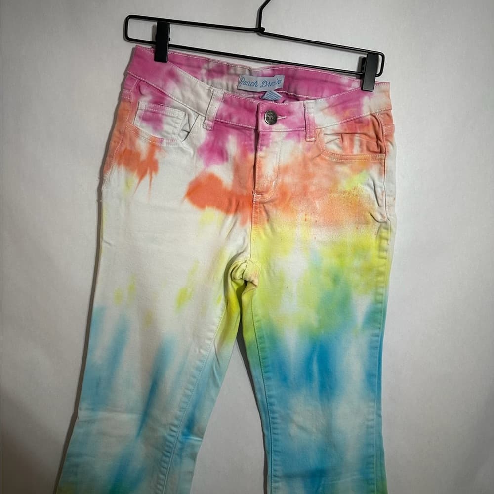 Ranch Dress’n Tie Dye Jeans Rainbow Size 9 Juniors Y2K Festival Rodeo