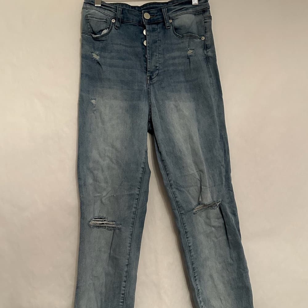 Blank NYC The Baxter Ribcage Straight Leg Jeans Denim Cropped Distressed Size 28 - Thumbnail 11