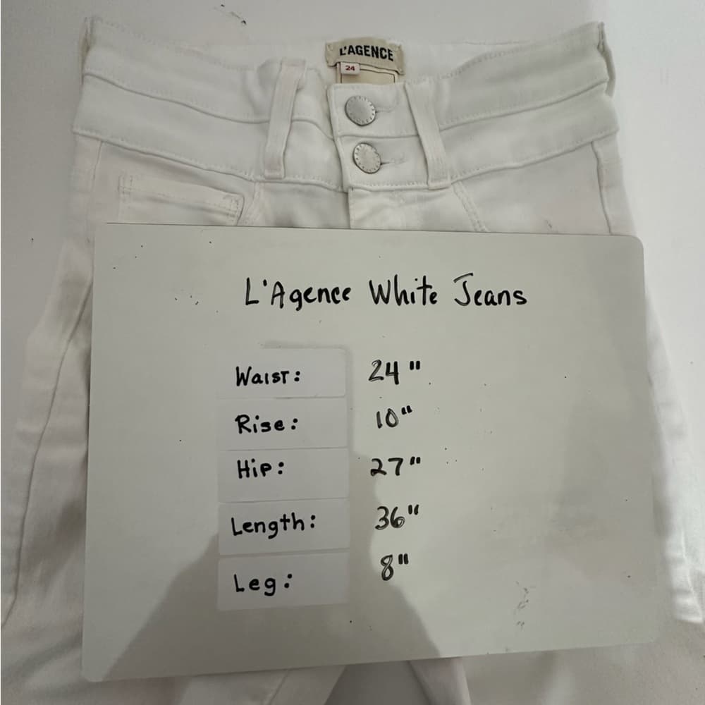 L'Agence White Blanc Peyton High-Rise Skinny Jeans w/ Double Waistband Size 24 - Thumbnail 4