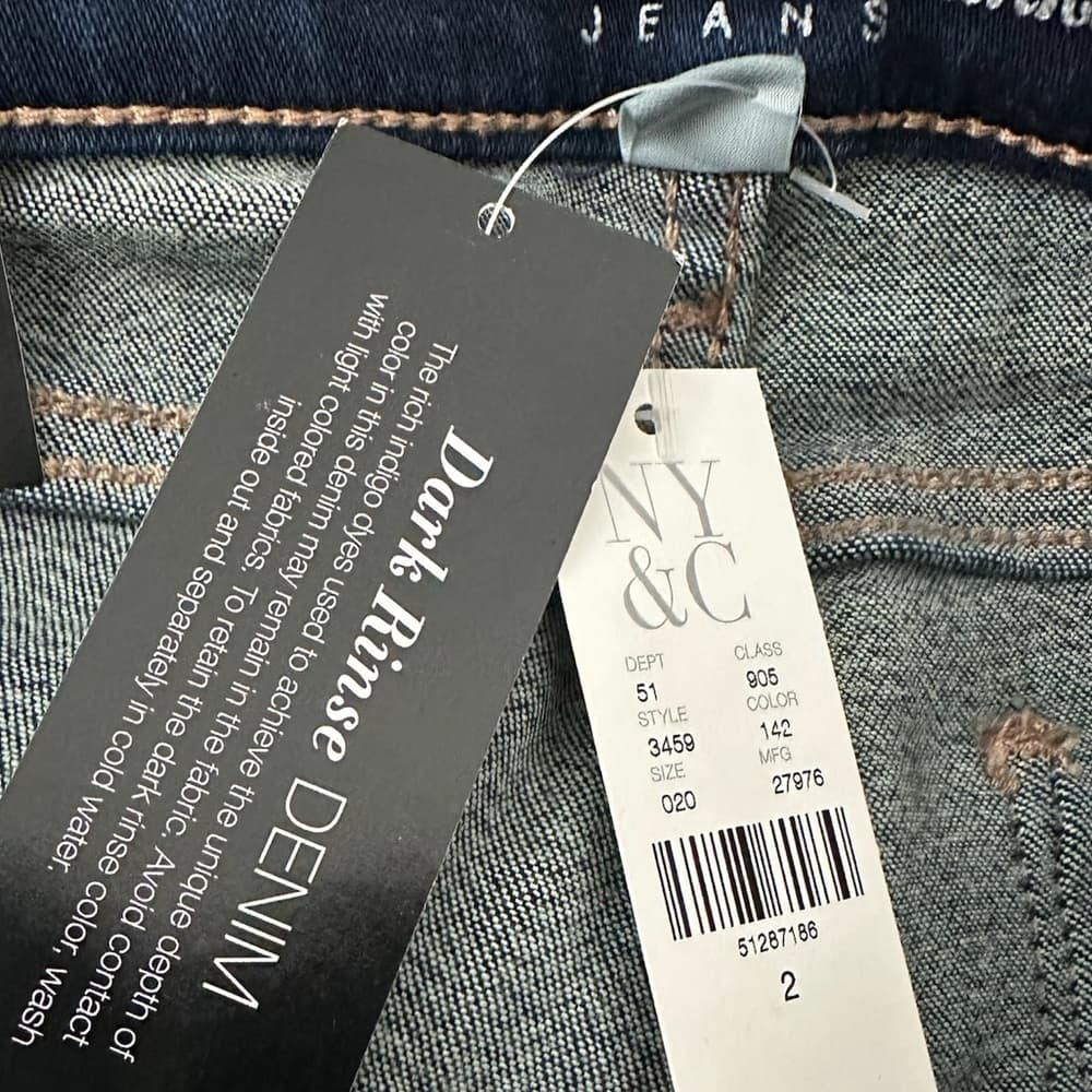NWT New York & Company NY&Co SoHo Ankle Legging Jeans Distressed Dark Wash Sz 2 - Thumbnail 9