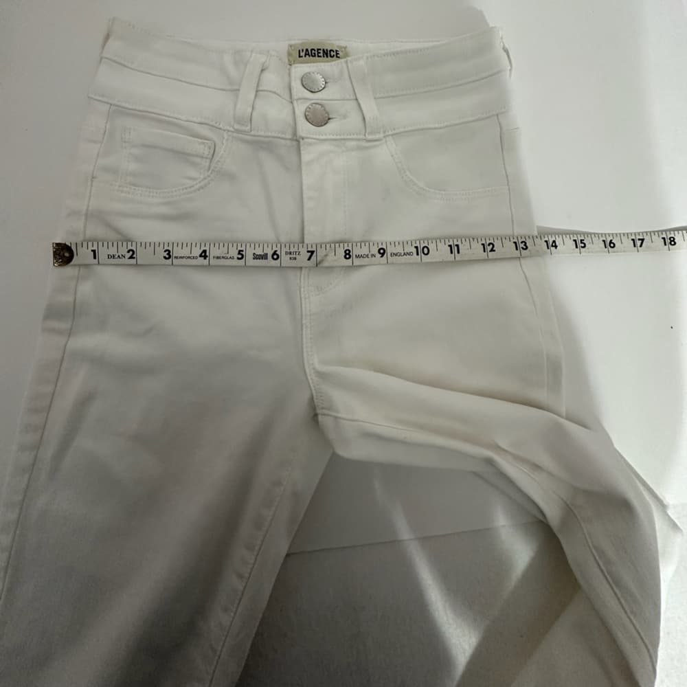 L'Agence White Blanc Peyton High-Rise Skinny Jeans w/ Double Waistband Size 24 - Thumbnail 9