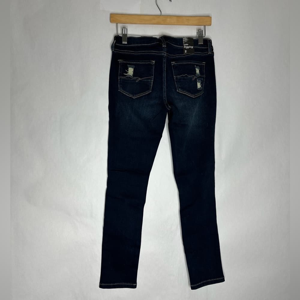 NWT New York & Company NY&Co SoHo Ankle Legging Jeans Distressed Dark Wash Sz 2 - Thumbnail 5