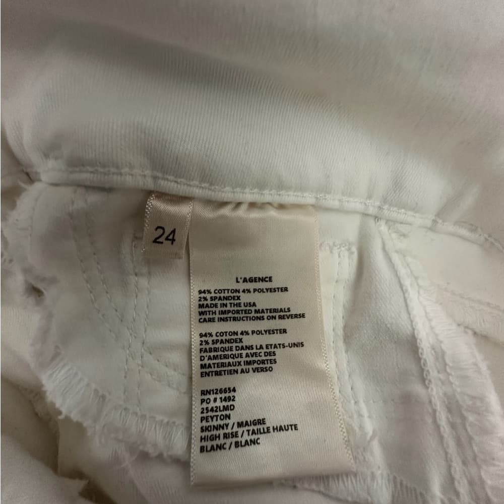 L'Agence White Blanc Peyton High-Rise Skinny Jeans w/ Double Waistband Size 24 - Thumbnail 12