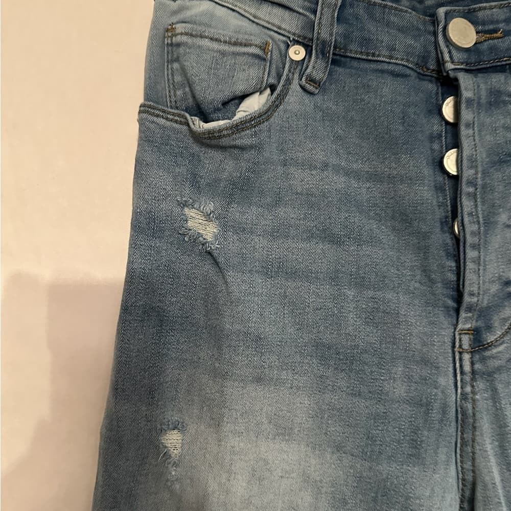 Blank NYC The Baxter Ribcage Straight Leg Jeans Denim Cropped Distressed Size 28 - Thumbnail 12