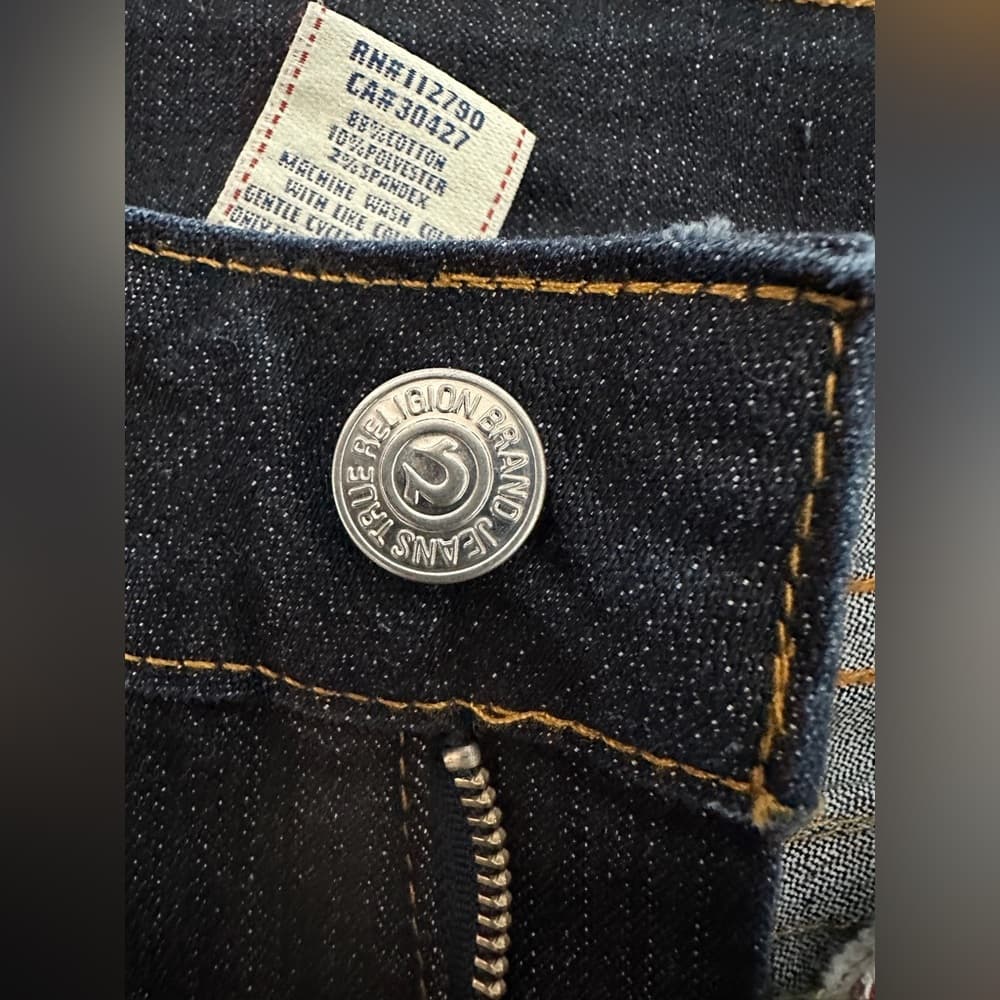 True Religion Vintage Y2K Dark Wash Flare Jeans Women’s 29 Low Rise Logo Pockets - Thumbnail 2