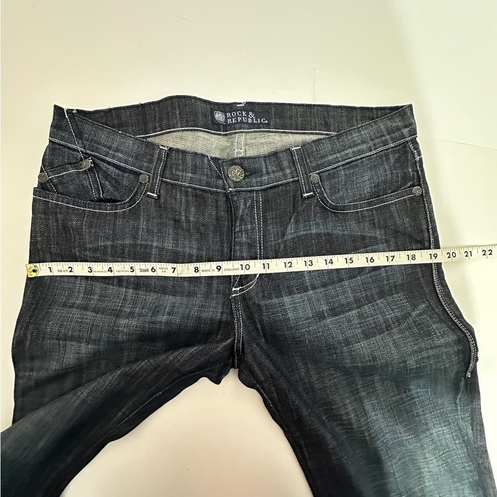 Rock & Republic Original Kasandra Rhinestone Logo Bootcut Jeans Size 31 Y2K - Thumbnail 9